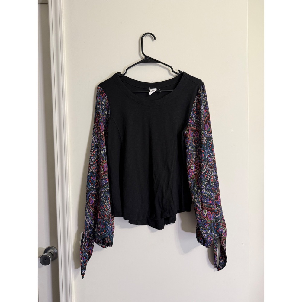 Anthropologie Black Paisley Top Bohemian Whimsical Grunge Fairycore Majestic M